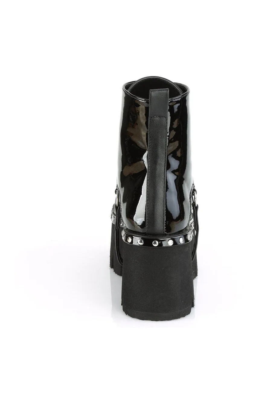 ASHES-100 Ankle Boot | Black Patent