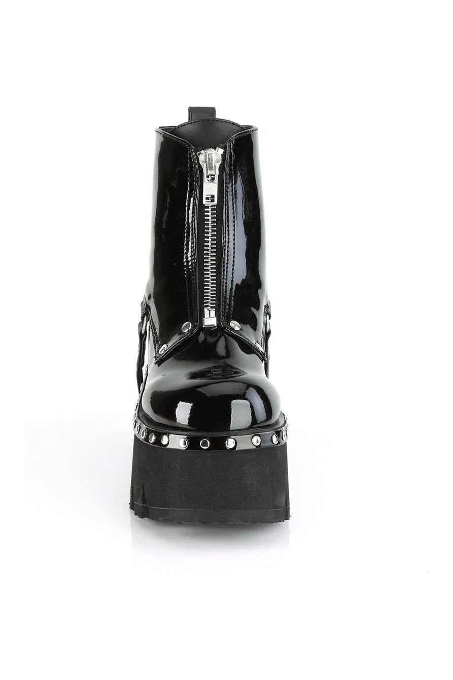ASHES-100 Ankle Boot | Black Patent