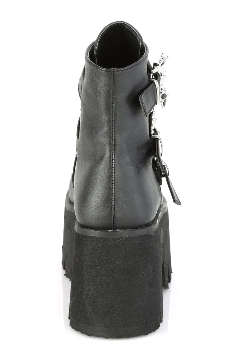 ASHES-55 Black Vegan Leather Ankle Boot
