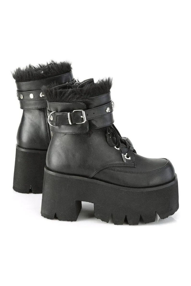 ASHES-57 Ankle Boot | Black Faux Leather
