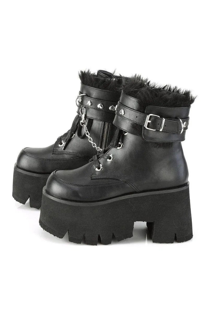 ASHES-57 Ankle Boot | Black Faux Leather