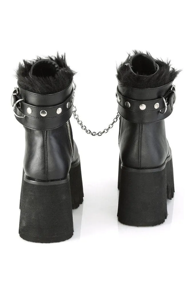 ASHES-57 Ankle Boot | Black Faux Leather
