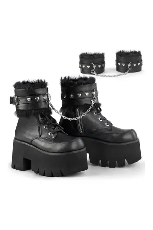 ASHES-57 Ankle Boot | Black Faux Leather