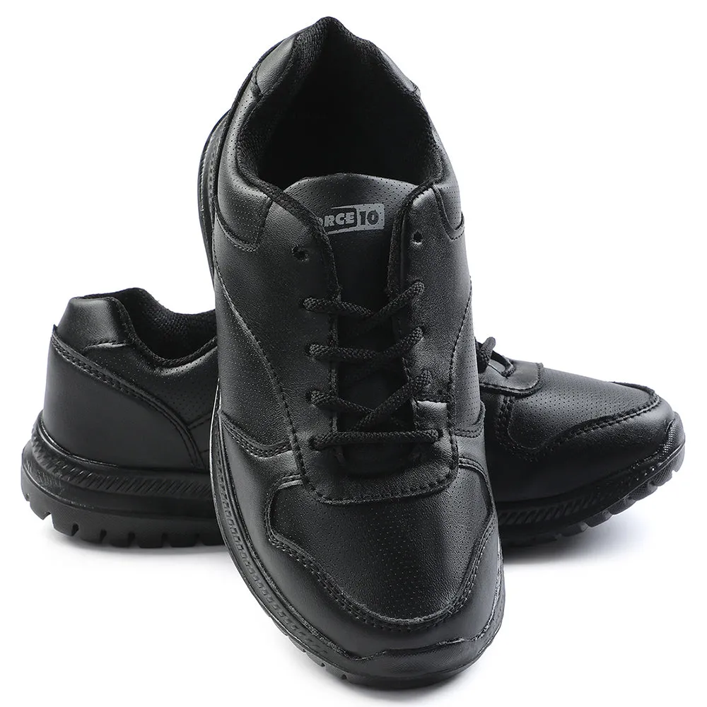 Force 10 Black Lacing Uniform School Shoes For Kids SKOLPRO-L By Liberty