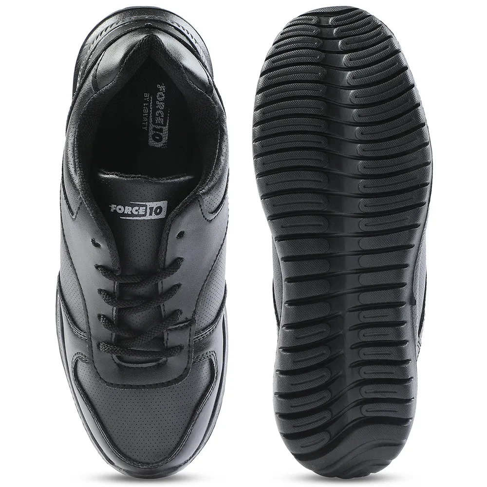 Force 10 Black Lacing Uniform School Shoes For Kids SKOLPRO-L By Liberty