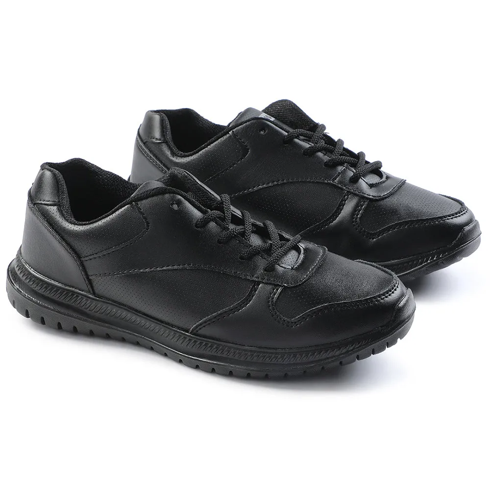 Force 10 Black Lacing Uniform School Shoes For Kids SKOLPRO-L By Liberty