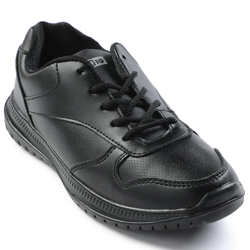 Force 10 Black Lacing Uniform School Shoes For Kids SKOLPRO-L By Liberty