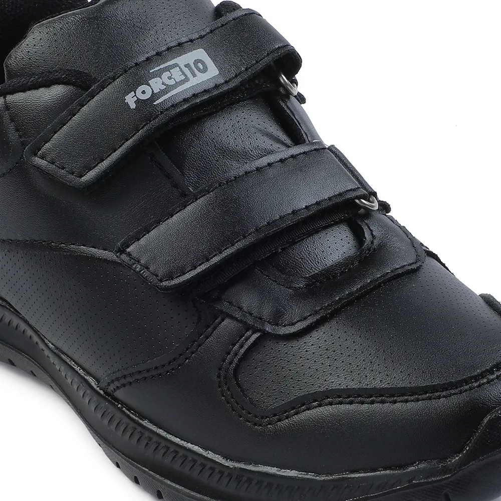 Force 10 Black Non Lacing Uniform School Shoes For Kids SKOLPRO-V By Liberty