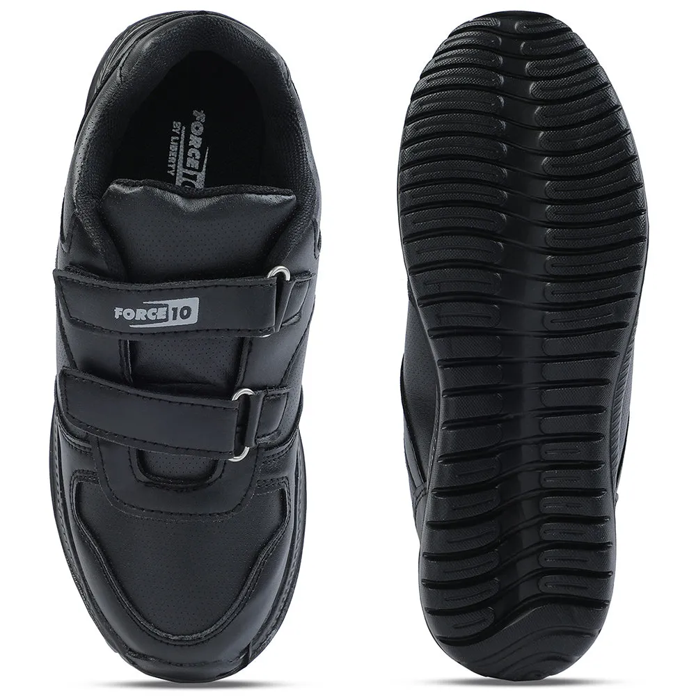 Force 10 Black Non Lacing Uniform School Shoes For Kids SKOLPRO-V By Liberty