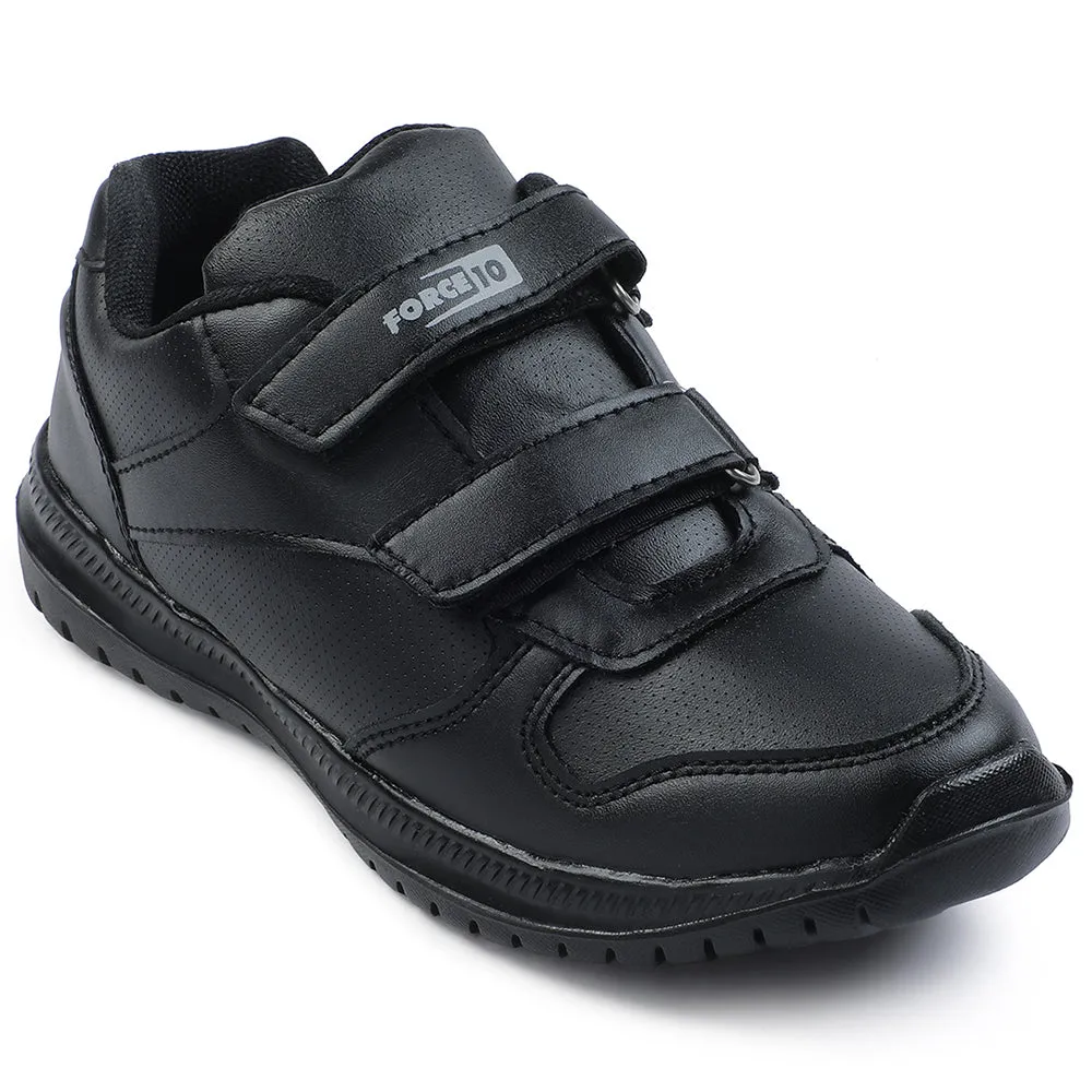 Force 10 Black Non Lacing Uniform School Shoes For Kids SKOLPRO-V By Liberty