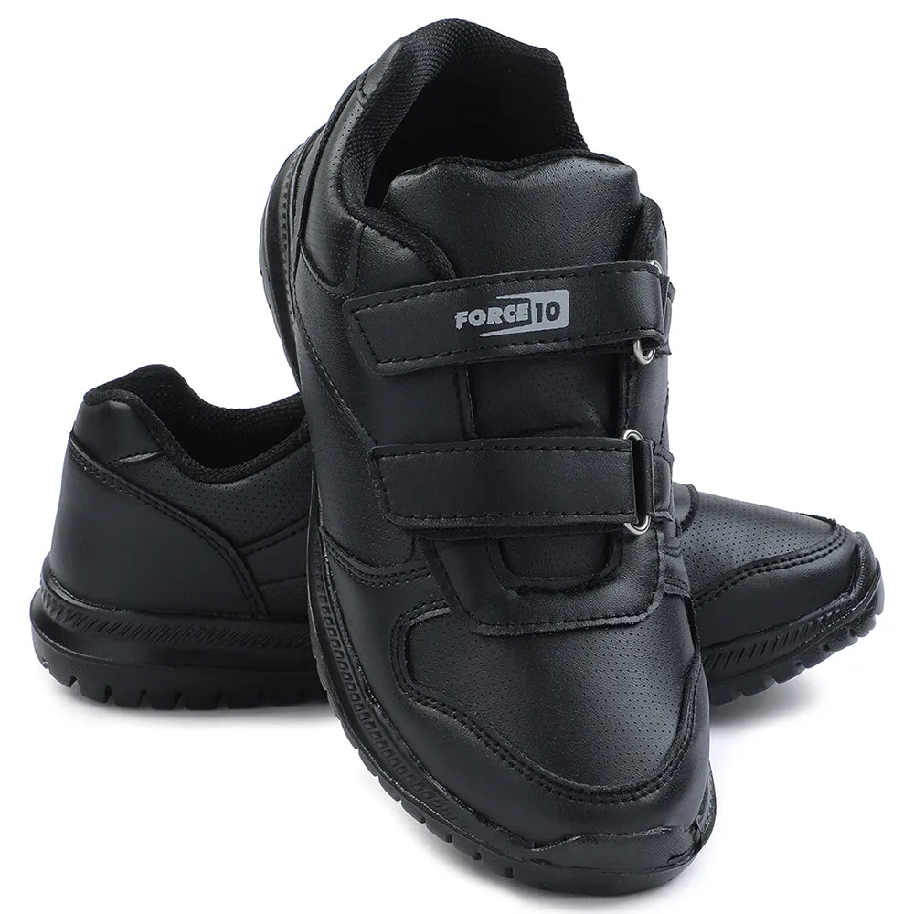 Force 10 Black Non Lacing Uniform School Shoes For Kids SKOLPRO-V By Liberty