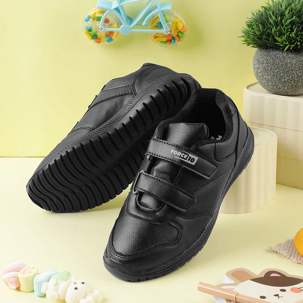 Force 10 Black Non Lacing Uniform School Shoes For Kids SKOLPRO-V By Liberty