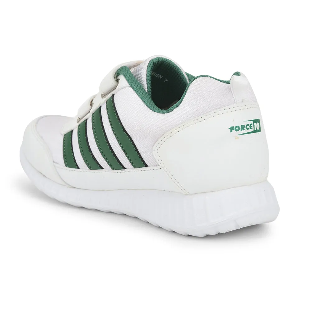 Force 10 Green Non Lacing Uniform School Shoes For Kids 9906-90SV By Liberty