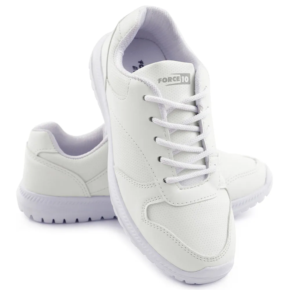 Force 10 White Lacing Uniform School Shoes For Kids SKOLPRO-L By Liberty