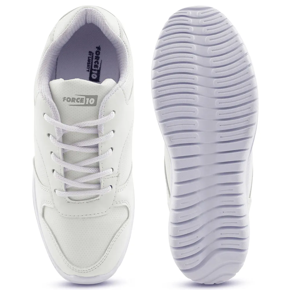 Force 10 White Lacing Uniform School Shoes For Kids SKOLPRO-L By Liberty