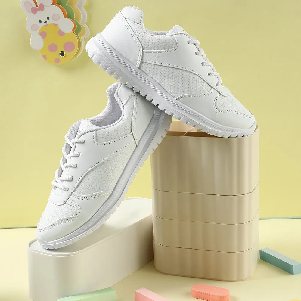 Force 10 White Lacing Uniform School Shoes For Kids SKOLPRO-L By Liberty