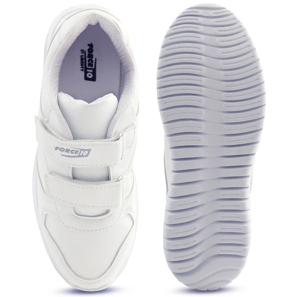 Force 10 White Non Lacing Uniform School Shoes For Kids SKOLPRO-V By Liberty