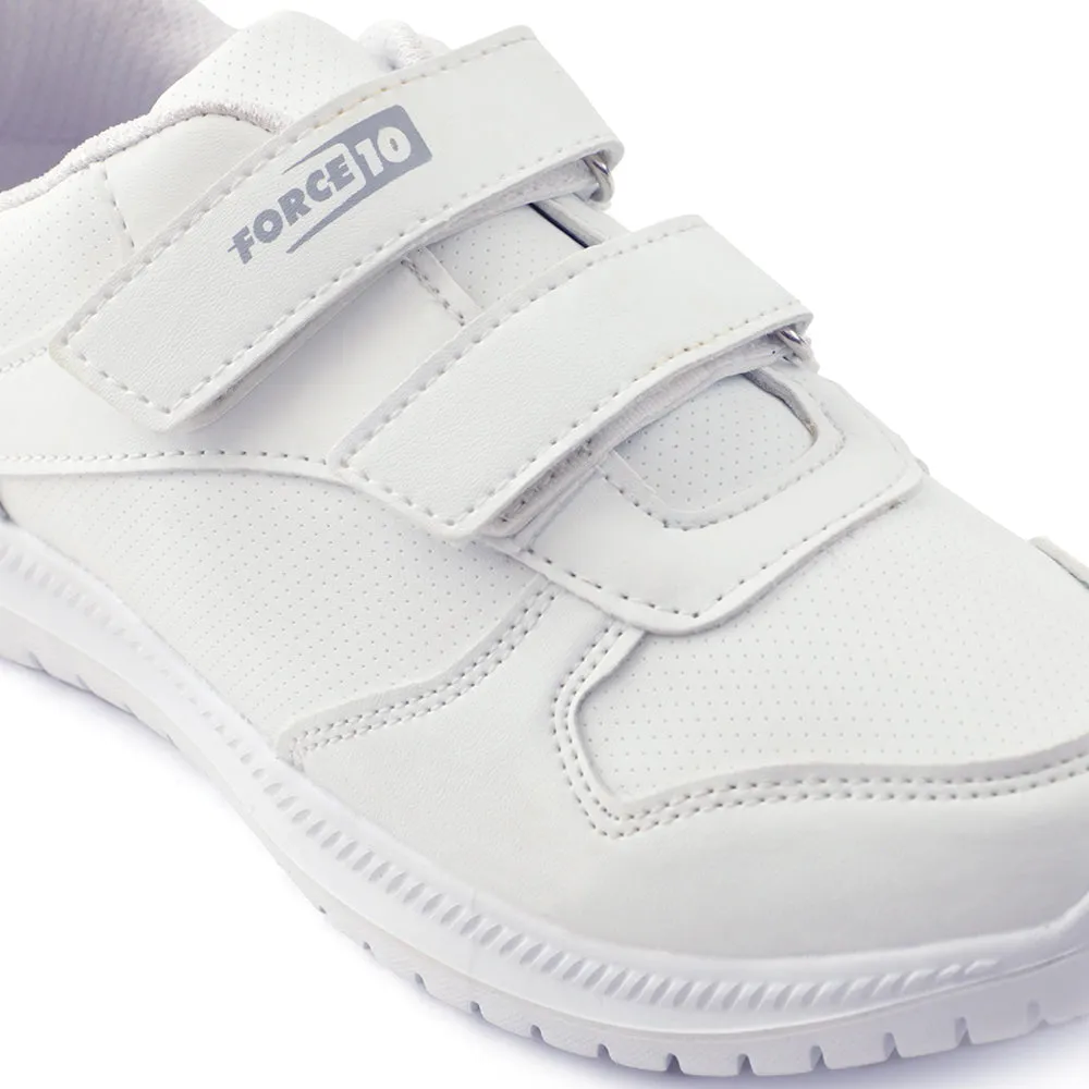 Force 10 White Non Lacing Uniform School Shoes For Kids SKOLPRO-V By Liberty