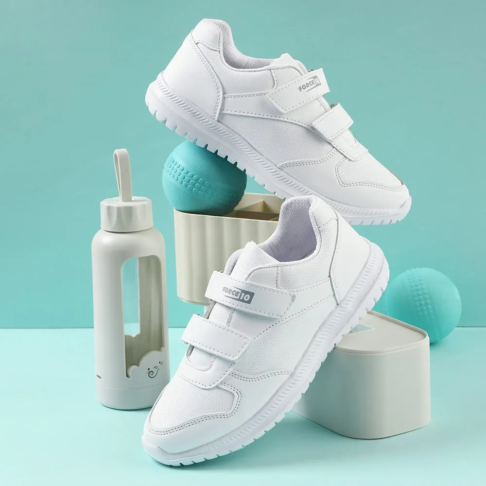 Force 10 White Non Lacing Uniform School Shoes For Kids SKOLPRO-V By Liberty