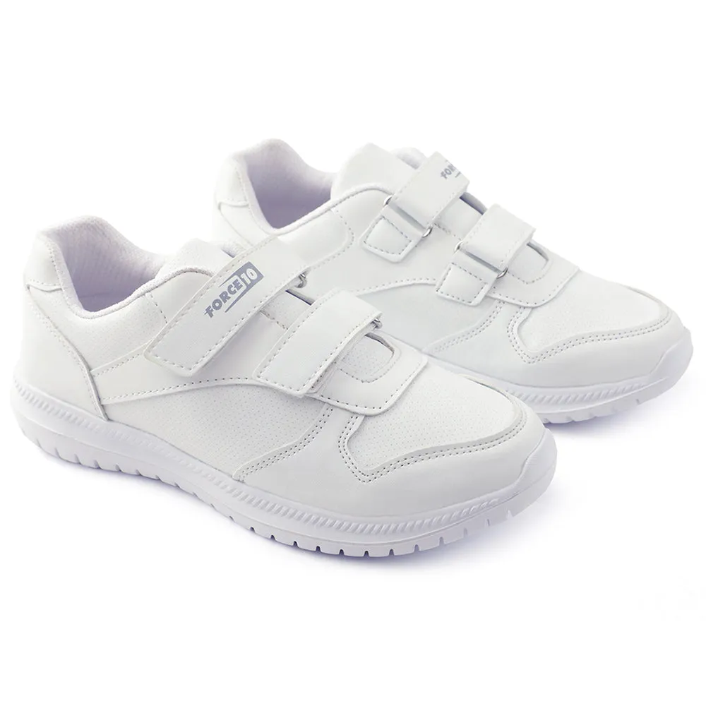 Force 10 White Non Lacing Uniform School Shoes For Kids SKOLPRO-V By Liberty