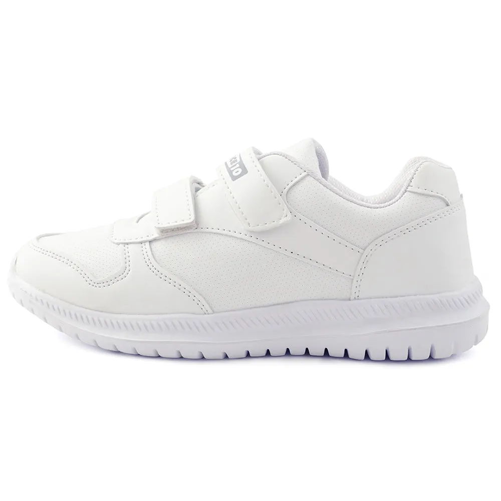 Force 10 White Non Lacing Uniform School Shoes For Kids SKOLPRO-V By Liberty
