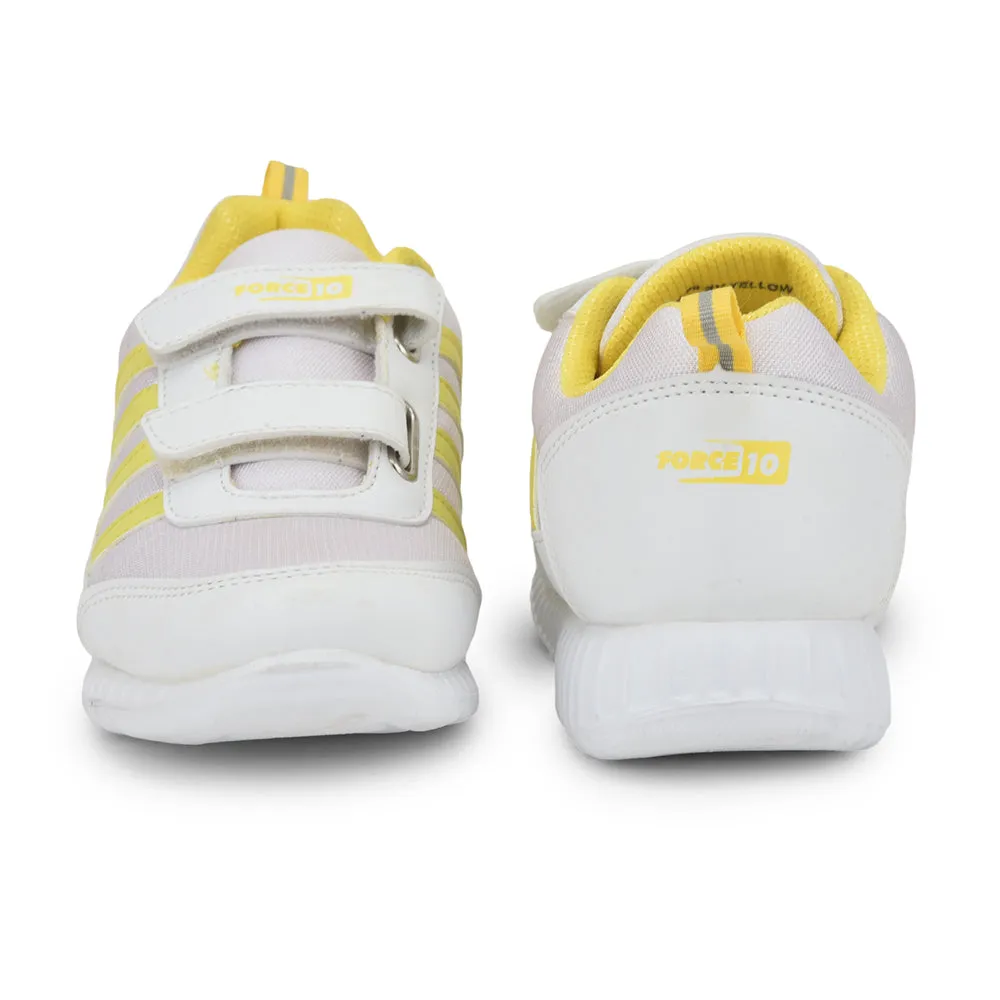 Force 10 Yellow Non Lacing Uniform School Shoes For Kids 9906-90SV By Liberty