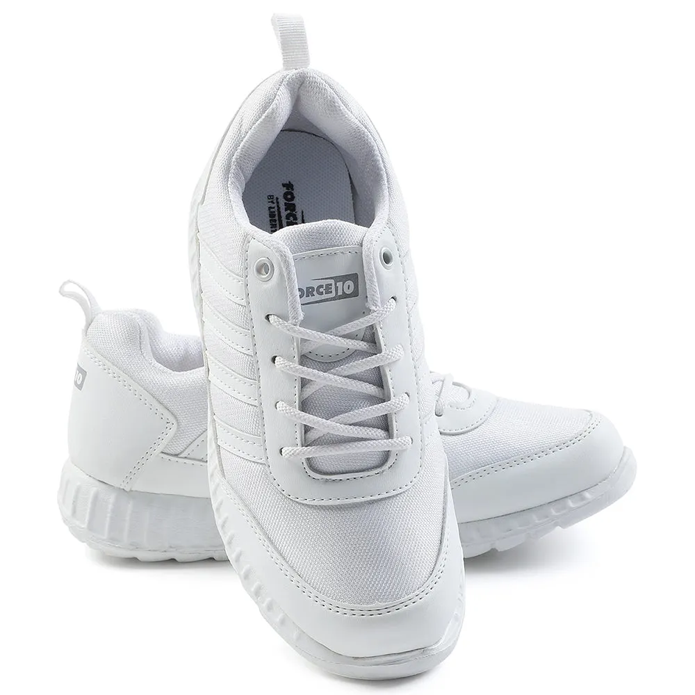 Force10 White Lacing Uniform School Shoes For Kids 9906-90SL By Liberty