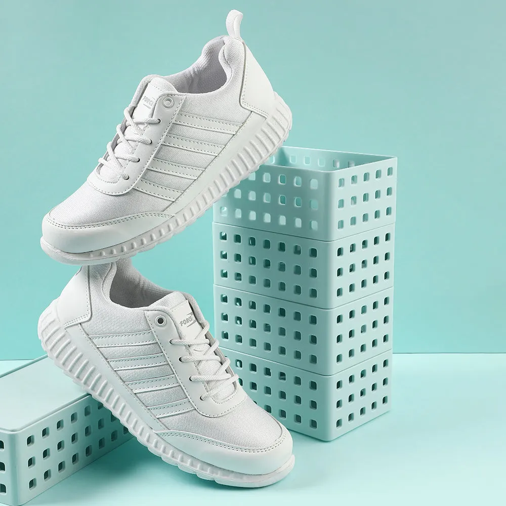 Force10 White Lacing Uniform School Shoes For Kids 9906-90SL By Liberty