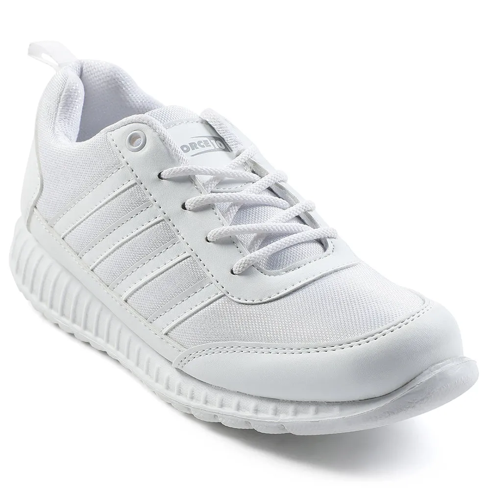 Force10 White Lacing Uniform School Shoes For Kids 9906-90SL By Liberty