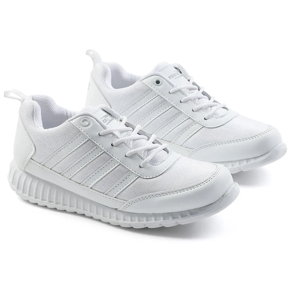 Force10 White Lacing Uniform School Shoes For Kids 9906-90SL By Liberty