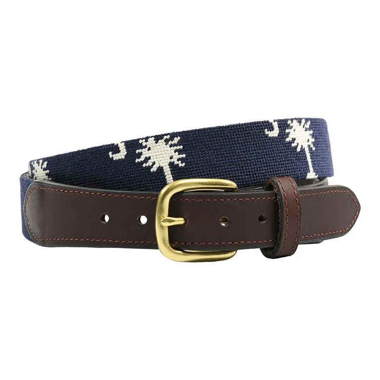 Kids - Charleston Belt Carolina Crescent Palmetto Hand-stitched Needlepoint Belt