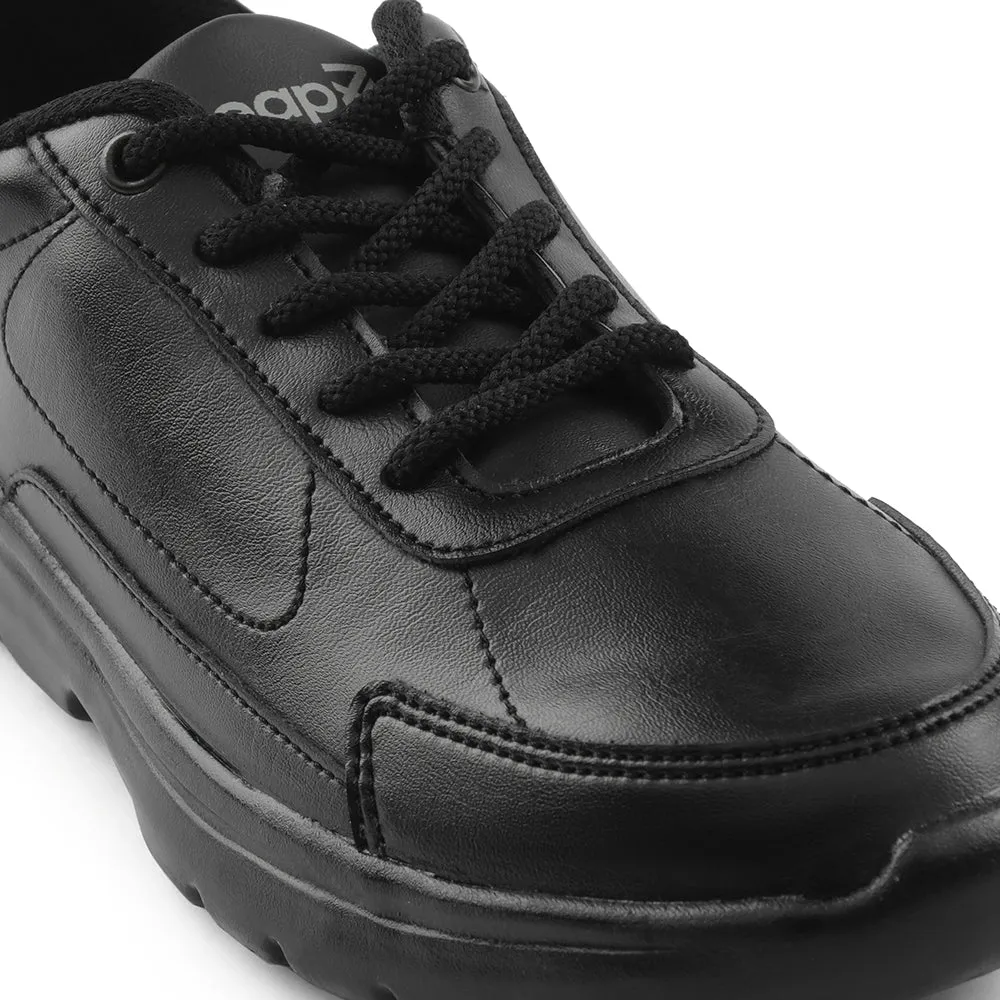 Leap7x Black Lacing Uniform School Shoes For Kids SCHLSTAR-L By Liberty
