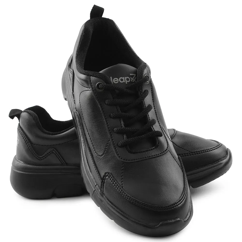 Leap7x Black Lacing Uniform School Shoes For Kids SCHLSTAR-L By Liberty
