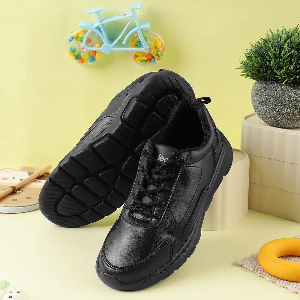 Leap7x Black Lacing Uniform School Shoes For Kids SCHLSTAR-L By Liberty