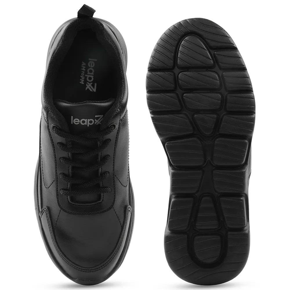 Leap7x Black Lacing Uniform School Shoes For Kids SCHLSTAR-L By Liberty