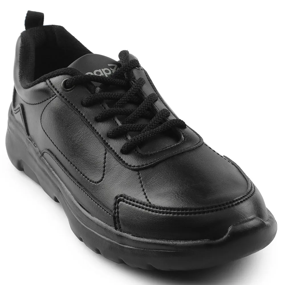 Leap7x Black Lacing Uniform School Shoes For Kids SCHLSTAR-L By Liberty