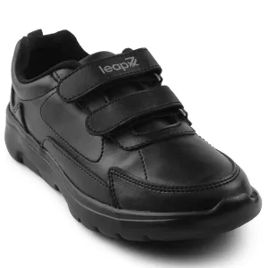 Leap7x Black Non Lacing Uniform School Shoes For Kids SCHLSTAR-V By Liberty