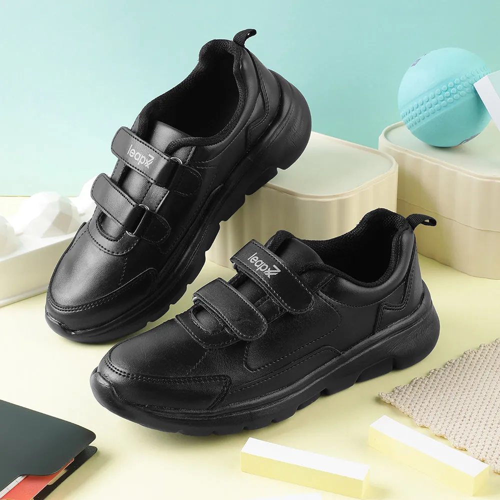Leap7x Black Non Lacing Uniform School Shoes For Kids SCHLSTAR-V By Liberty