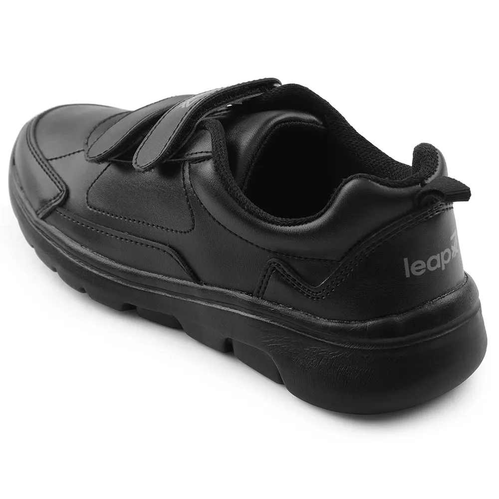 Leap7x Black Non Lacing Uniform School Shoes For Kids SCHLSTAR-V By Liberty
