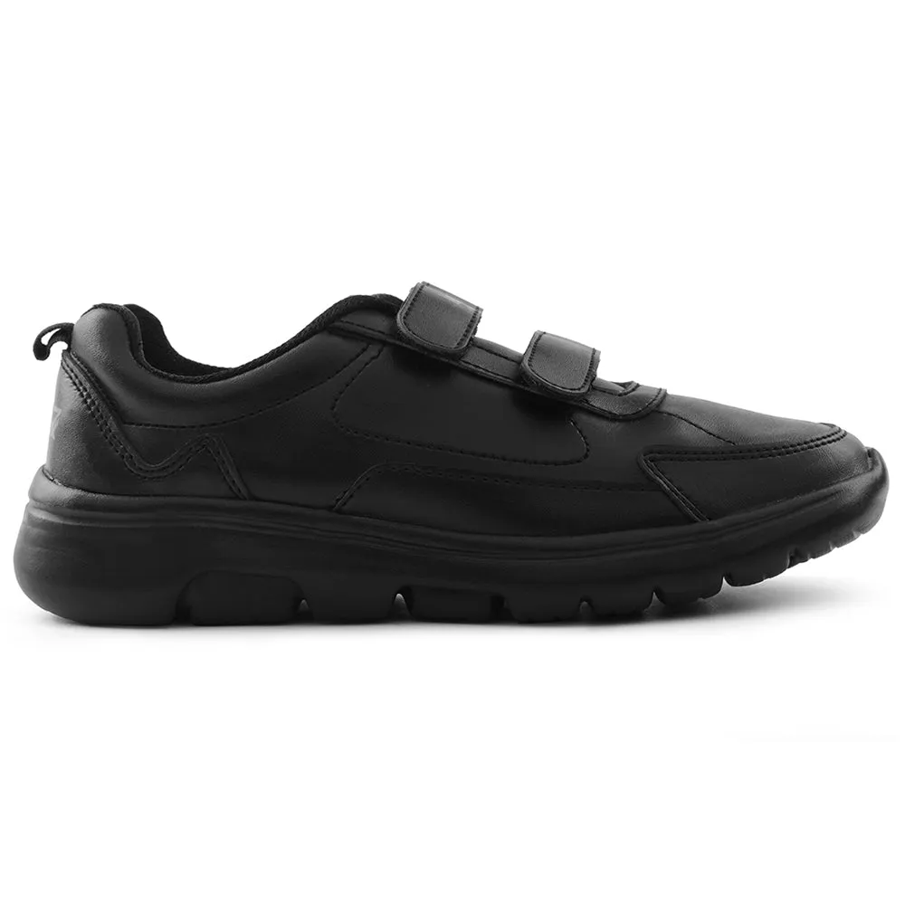 Leap7x Black Non Lacing Uniform School Shoes For Kids SCHLSTAR-V By Liberty