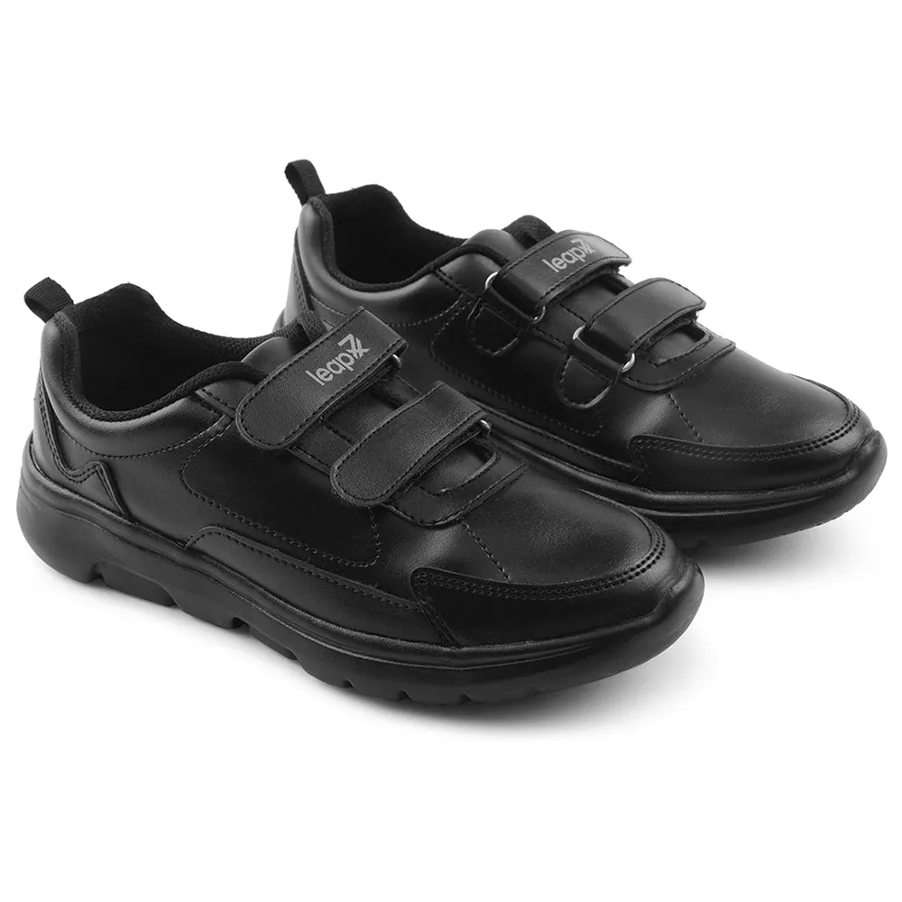 Leap7x Black Non Lacing Uniform School Shoes For Kids SCHLSTAR-V By Liberty