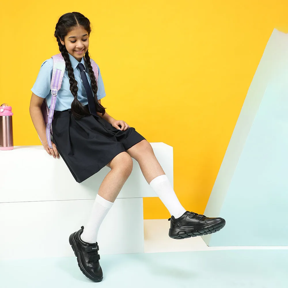 Leap7x Black Non Lacing Uniform School Shoes For Kids SCHLSTAR-V By Liberty