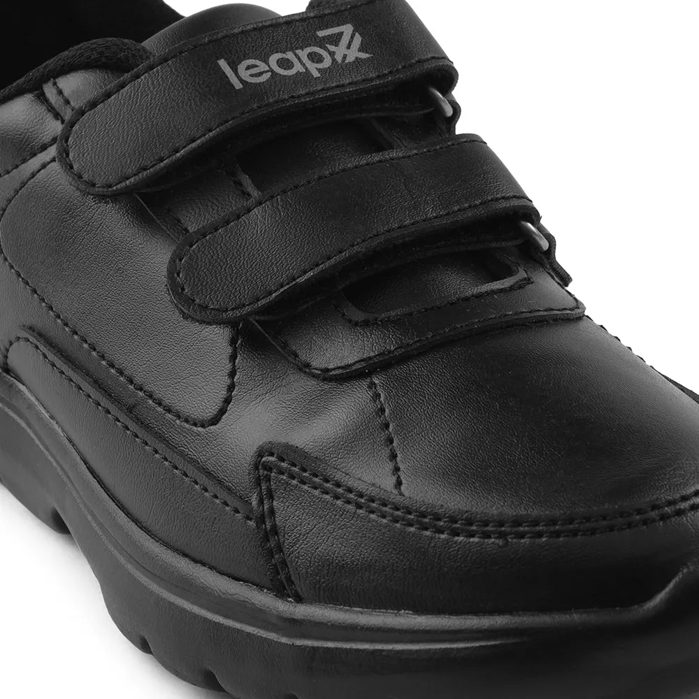 Leap7x Black Non Lacing Uniform School Shoes For Kids SCHLSTAR-V By Liberty