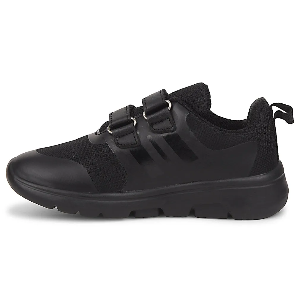 Leap7x Black School Non Lacing Uniform School Shoes For Kids TRIVSKO-2E By Liberty