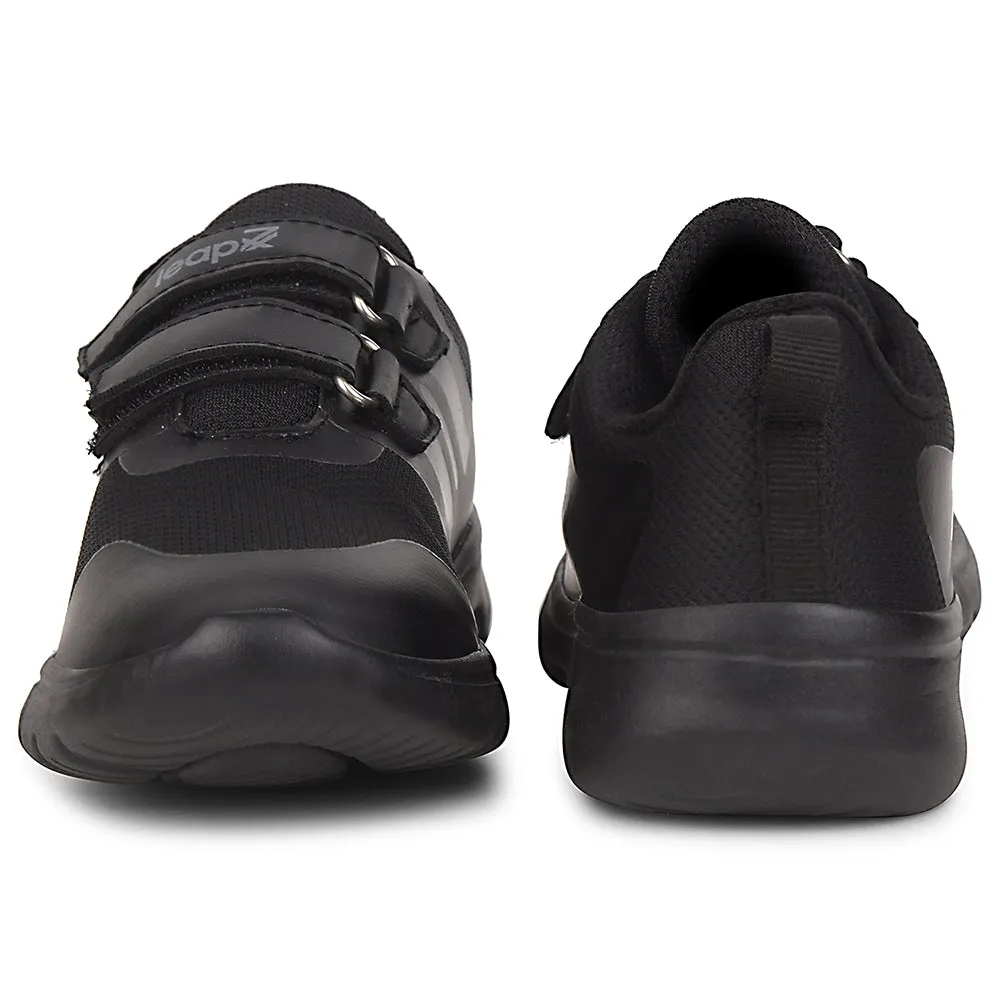 Leap7x Black School Non Lacing Uniform School Shoes For Kids TRIVSKO-2E By Liberty