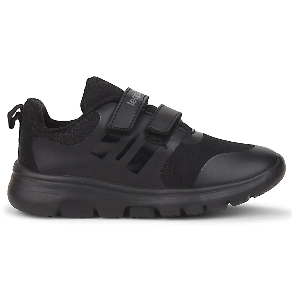 Leap7x Black School Non Lacing Uniform School Shoes For Kids TRIVSKO-2E By Liberty