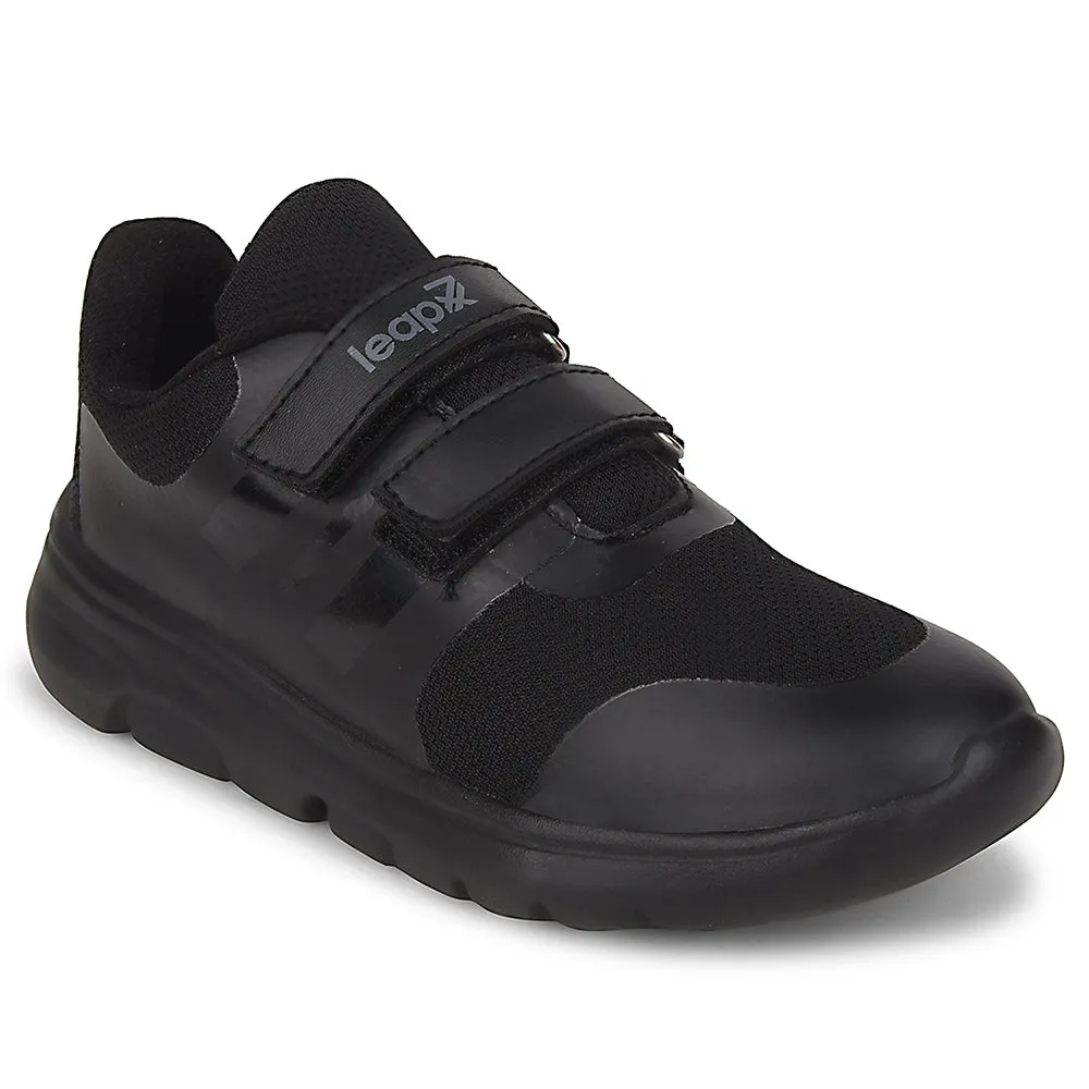 Leap7x Black School Non Lacing Uniform School Shoes For Kids TRIVSKO-2E By Liberty