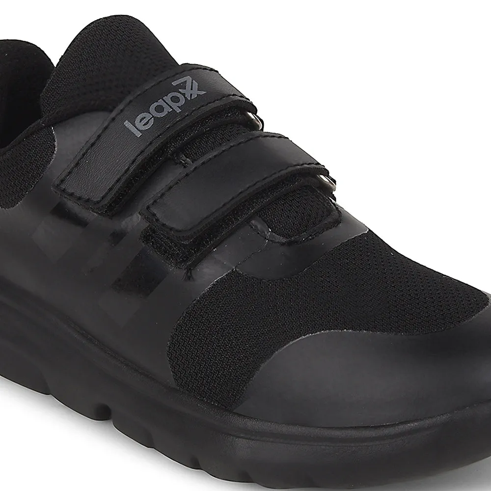 Leap7x Black School Non Lacing Uniform School Shoes For Kids TRIVSKO-2E By Liberty