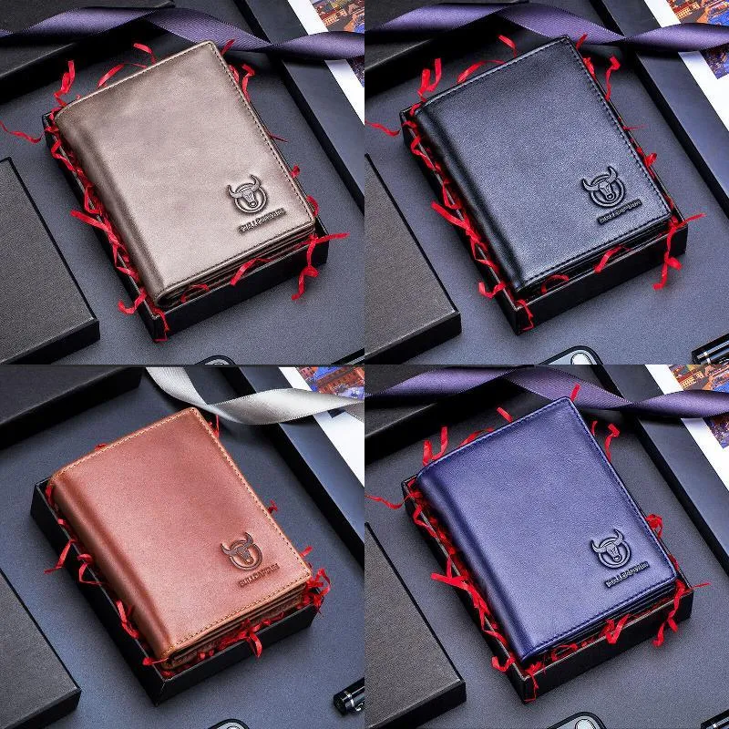 Men Genuine Leather Bifold Multi-card Slot Card Holder Coin Purse Money Clip Wallet