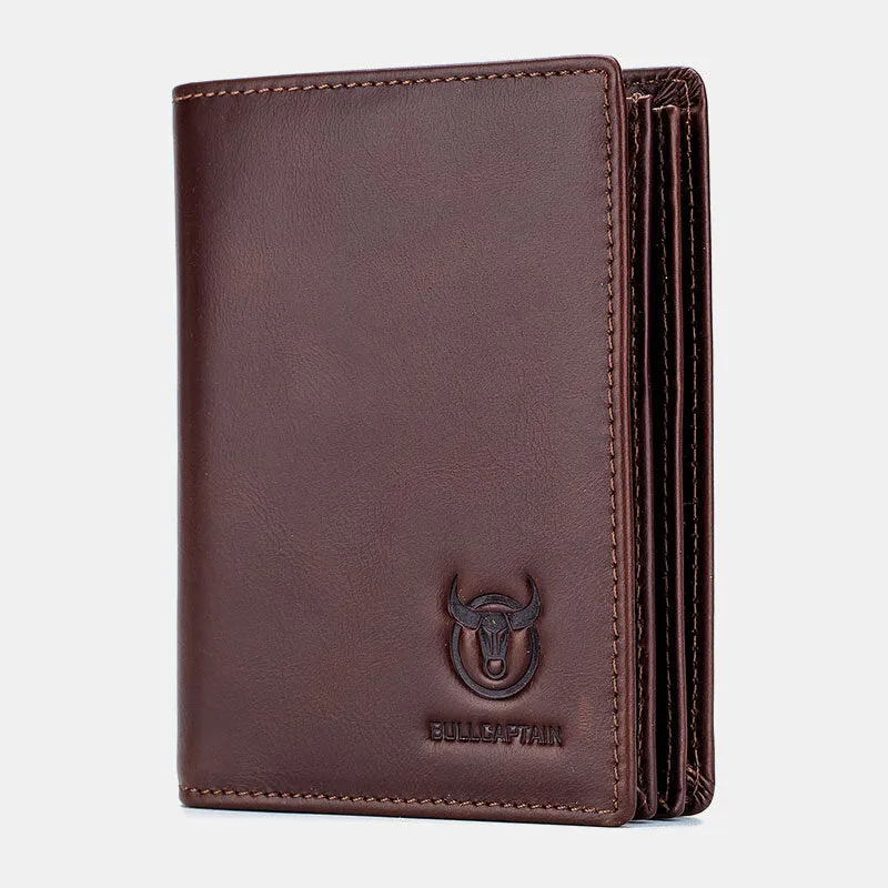 Men Genuine Leather Bifold Multi-card Slot Card Holder Coin Purse Money Clip Wallet